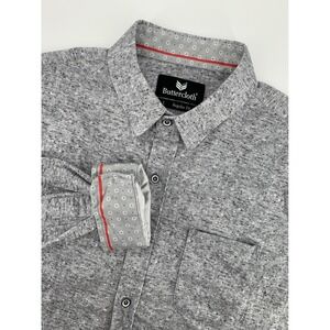 Buttercloth Shirt Mens Large Gray Speckled Button Down Cotton Regular Fit